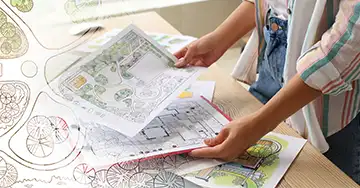 Pläne eines Landschaftsarchitekten